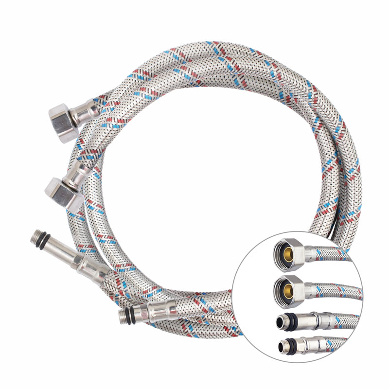 Подводка гибкая д/смесителя сталь нерж. со стальной гайкой, 1/2"хМ10, 1000мм (пара)