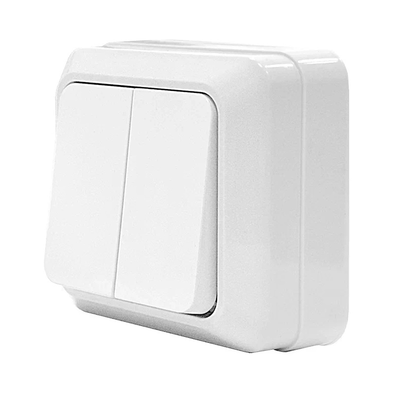 МАКЕЛ Выключатель о/у, 2 клавиши, б/индикации, 10А, 230В, IP20, белый. 45103