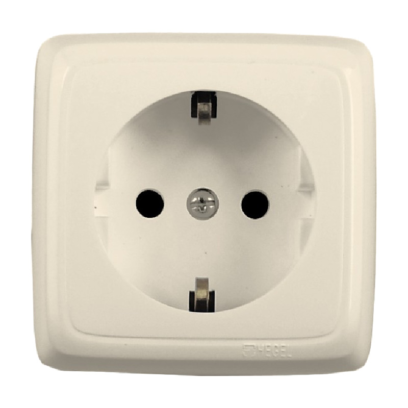 АЛЬФА Розетка о/у, 1 гнездо, с/з, 16А, 230В, слоновая кость. РА16-113-01