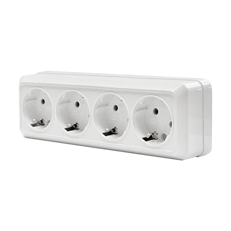 МАКЕЛ Розетка о/у, 2 гнезда, с/з, 16А, 230В, IP20, кремовая. 45282