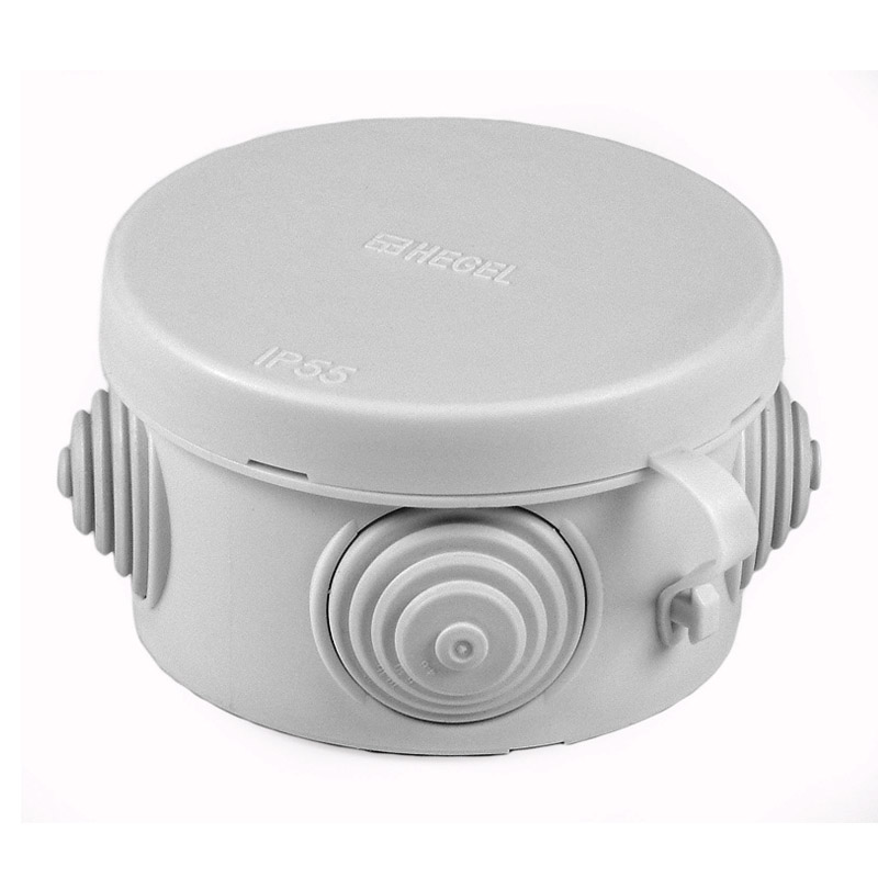 ХЕГЕЛЬ Коробка разветвительная о/у d=65мм, h=40мм, RAL7035, IP55 (4 ввода) КР-2601-И