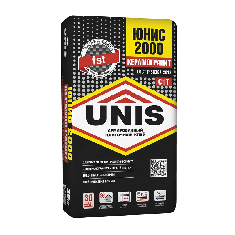 ЮНИС Клей плиточный 2000 (25кг)(черный)