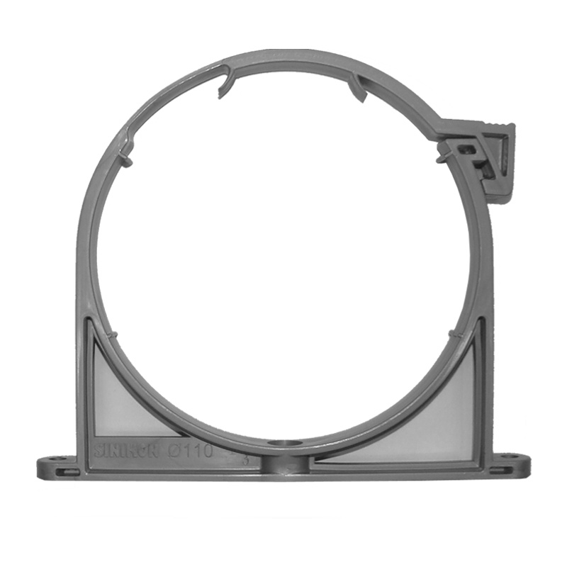 Хомут пластиковый с верхней защелкой для канализационных труб d=110мм, серыйпустой