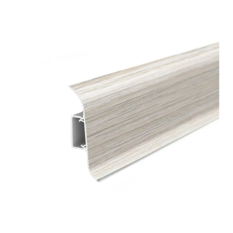 Плинтус 252 с кабель каналом 55мм Ясень белый