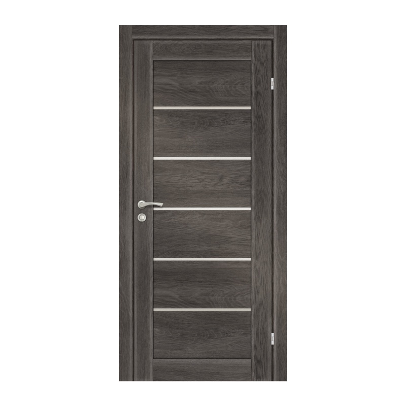 ОЛОВИ Дверное полотно Канзас 900х2000 Дуб Графит экошпон остеклованное без притвора б/фурнитуры