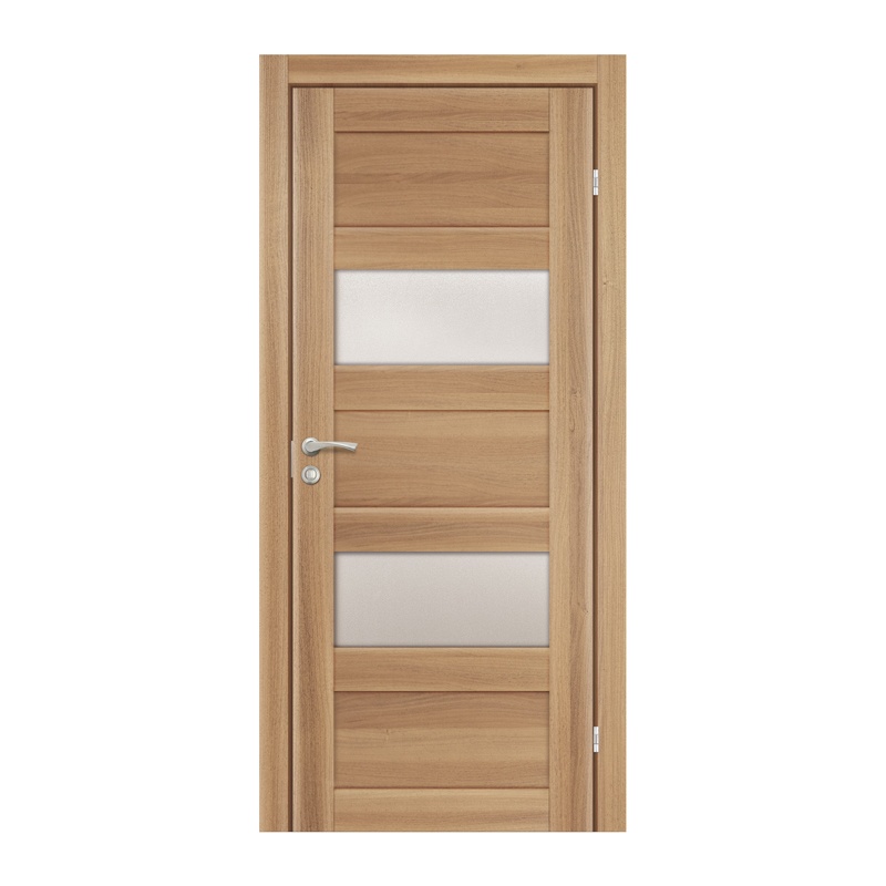 ОЛОВИ Дверное полотно Канзас 900х2000 Дуб золотистый экошпон остеклованное без притвора б/фурнитуры