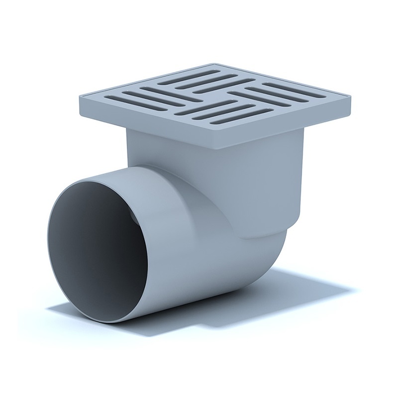 Трап пласт.регул.гориз.d=50мм 100*100ммс металл.решеткой,сухой затвор