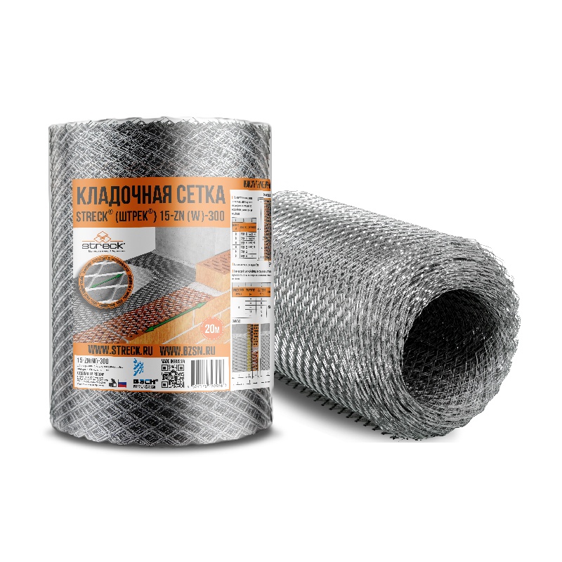 ШТРЕК Сетка кладочная(0,3*20) ЦПВС 25*1,25*0,4мм оцинкованная ячейка 15*15 (0,3*20)