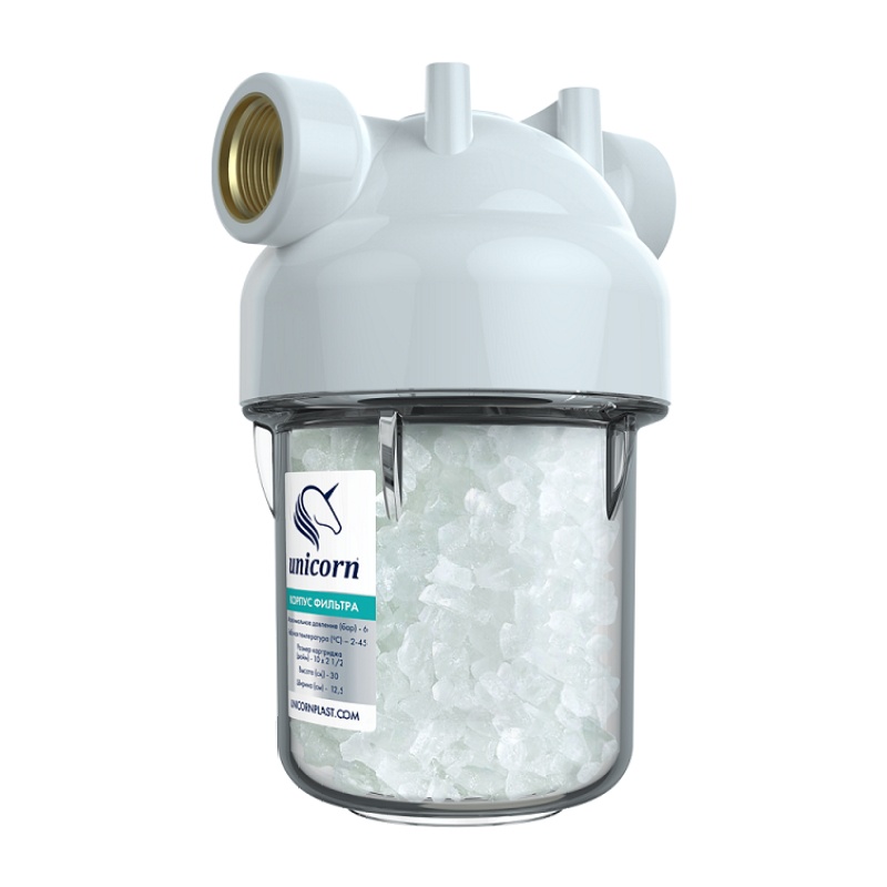 Фильтр-дозатор полифосфата магистральный для котла и ЭВН 5*1/2 ВР,6 бар,латун вставка,проз пласт