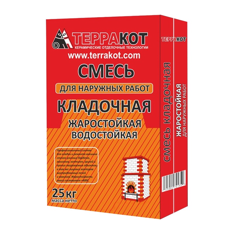 Кладочная печная смесь  жаростойкая д/наружних работ (дымоход ,мангал) ТЕРРАКОТ  25кг