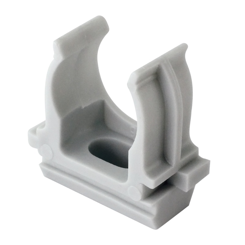 Держатель пластиковый для труб d=20мм, белый с защелкой