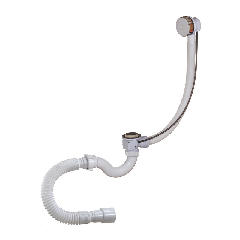 Орио Сифон д/ванны 1 1/2х40мм,полуавтомат,перелив,труба, 40х40/50мм,хром. А-24089