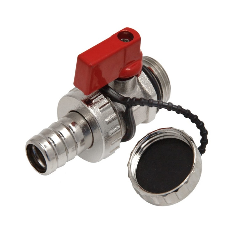 Кран шаровый 1/2 дренажный(сливной) с мет.штуцером и заглушкой