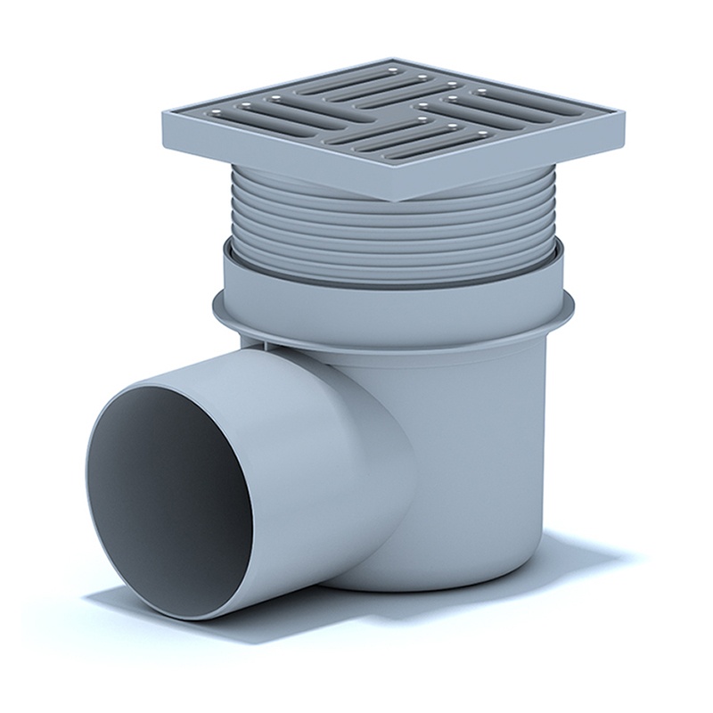 Трап пласт. Ани Пласт н/рег.гориз. d=110 мм 150х150 мм, гидрозатвор¶