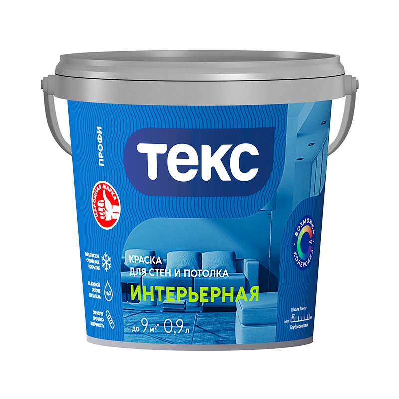 Краска в/д интерьерная Текс Профи супербелая (0,9л)