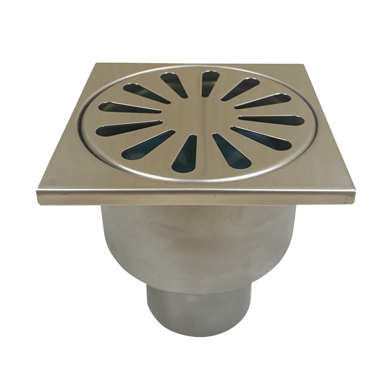 Трап мет. н/регул. вертик. d=50мм 100мм*100мм,гидрозатвор,хром