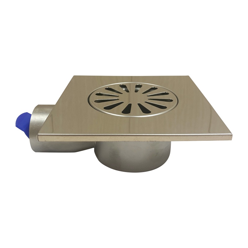 Трап мет. н/регул. горизонт. d=50мм 150мм*150мм,гидрозатвор,хром