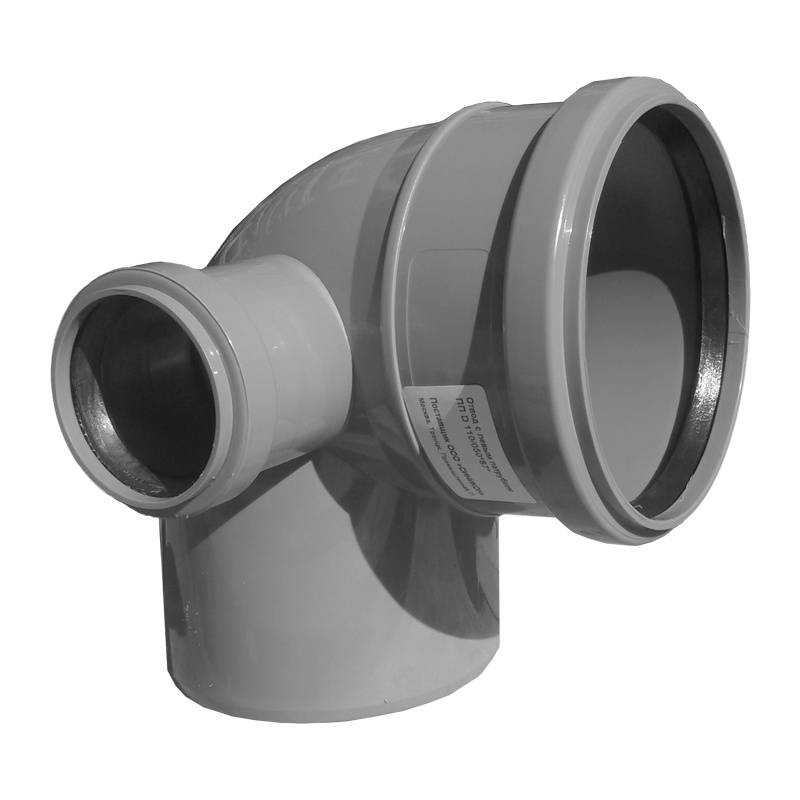 Отвод внутренний с левым патрубком d=110х50 мм, 87 градусов