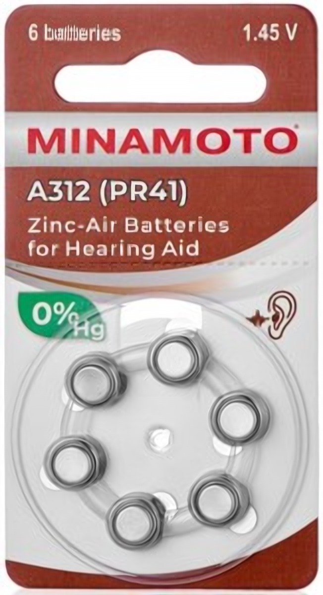 Элемент питания для слухового аппарата A312 PR41 MINAMOTO