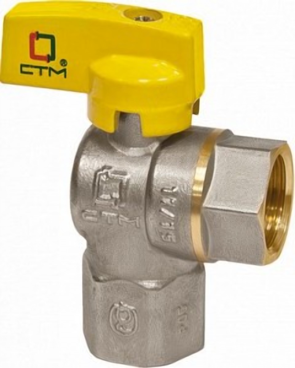 Кран шаровой для газа угловой 3/4" внутренний-внутренний бабочка CGLFFB34