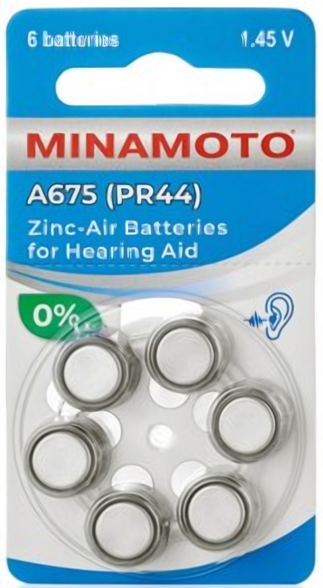 Элемент питания для слухового аппарата A675 PR44 MINAMOTO
