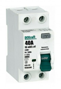 УЗО дифференциальное DEKraft УЗО-03 2P 40А 30мА тип AC 6кА эл мех 14209DEK