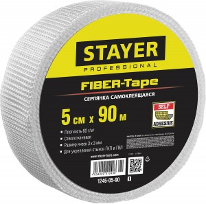 Серпянка самоклеящаяся STAYER Professional 5смх90м FIBER-Tape