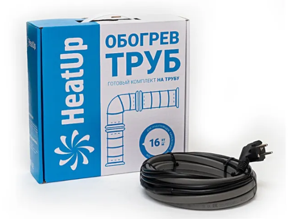 Кабель саморегулирующийся HeatUp неэкранированный комплект на трубу 5м 80Вт 16Вт/м шнур 2м
