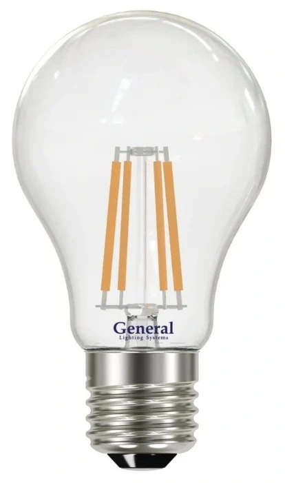 Лампочка нитевидная General филамент ЛОН А60 E27 15Вт 4500К 4К 60х105мм прозрачная