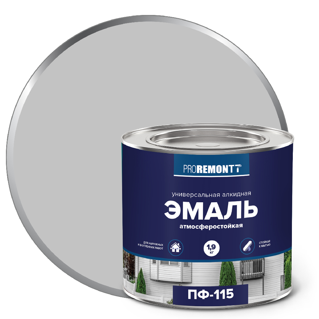 Эмаль ПФ-115 ПРОРЕМОНТ серый 1,9кг