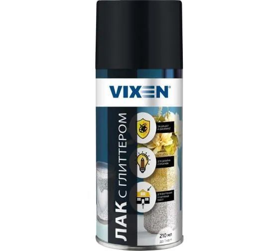 Лак с глиттером серебристый VIXEN 210мл