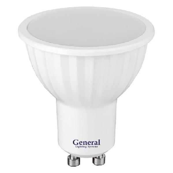Лампа LED GU10 7Вт 6500К 50х56мм пластик алюм General MR16 660315