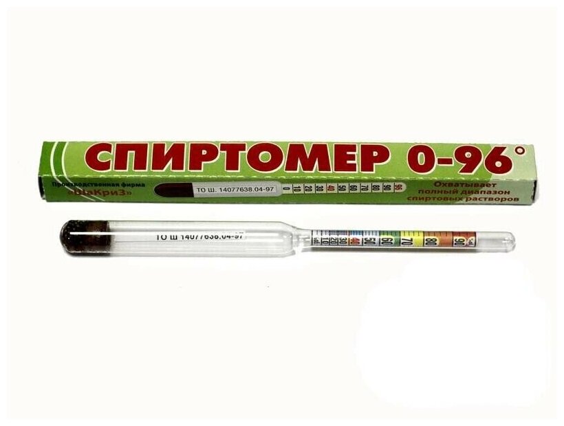 Спиртомер бытовой 14см диапазон 0-96% С