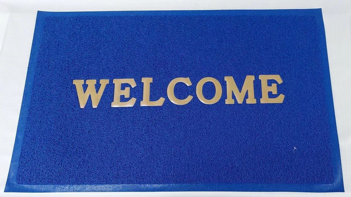 Коврик придверный пористый WELCOME 60х90см синий