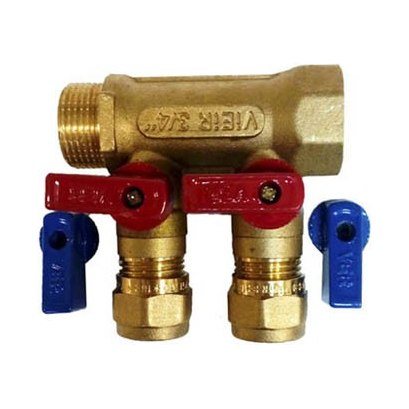 Коллектор шаровый VIEIR плоский 3/4"х1/2"м-2вых