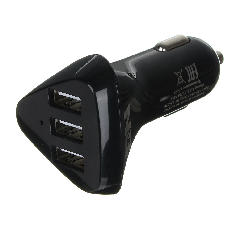 Устройство зарядное автомобильное NG 3USB 3А 12/24В пластик