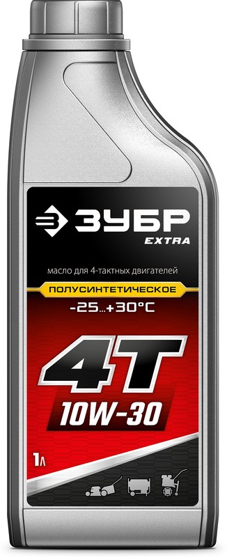 Масло для 4-тактных двигателей полусинтетическое Зубр 4Т 10W30