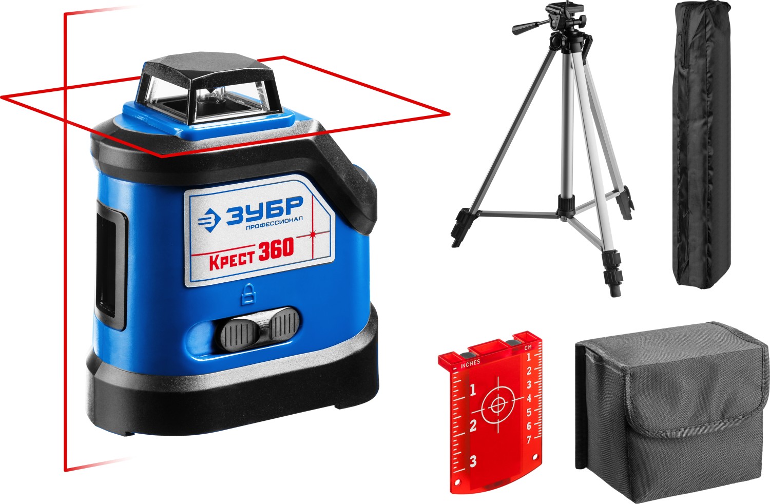 Нивелир лазерный 360° ЗУБР КРЕСТ 360 №2 20м/70м точн. ±0,3мм/м штатив ЗУБР