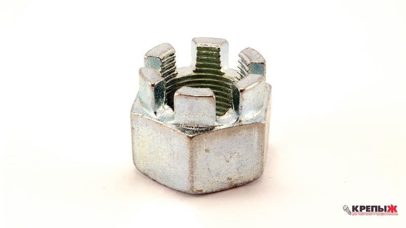 Гайка М22*1,5 корончатая оцинкованная DIN 935