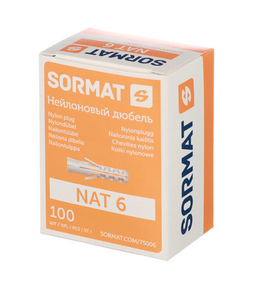 Дюбель NAT 6 (6*30) нейлоновый "SORMAT"