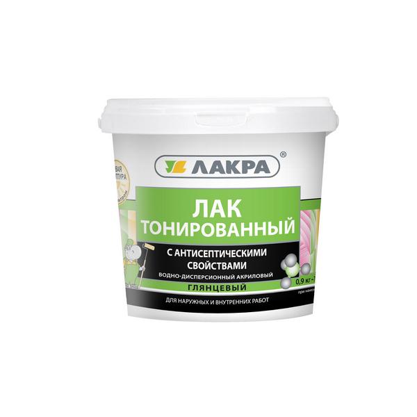 Лак водно-дисперсионный тонированный ЛАКРА бесцветный 0,9кг