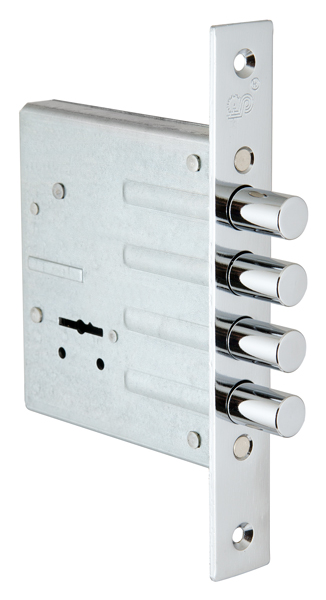 Замок врезной хром с защелкой KALE 153/P 30mm W/B