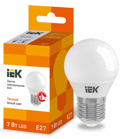 Лампа светодиодная IEK G45 7Вт 230В 3000К E27