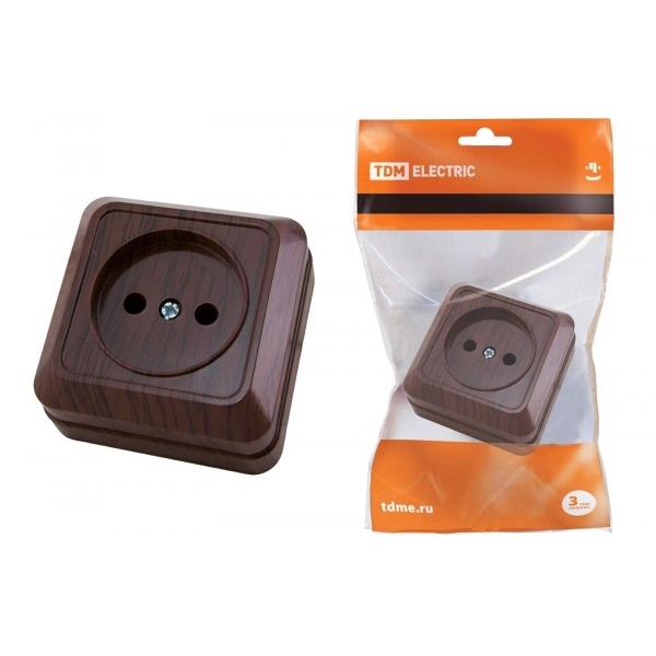 TDM Ладога Бук Розетка 1-местная 2П+З открытая установка IP20 10А SQ1801-0033