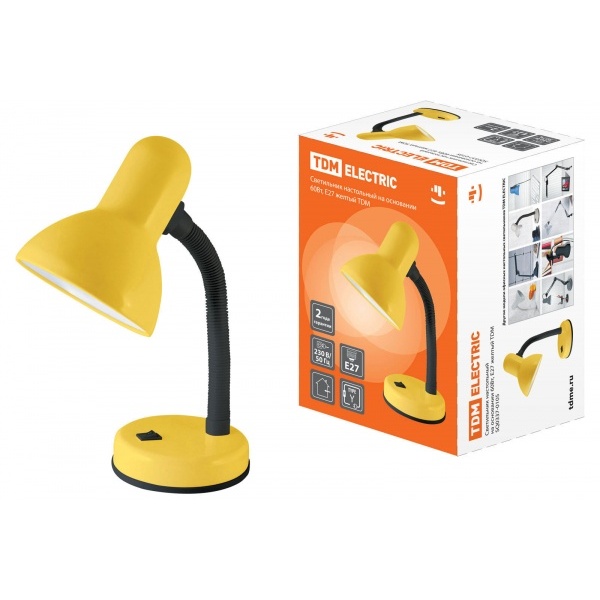 Светильник настольный на основании TDM 220V 60Вт Е27 черный, 2 колена