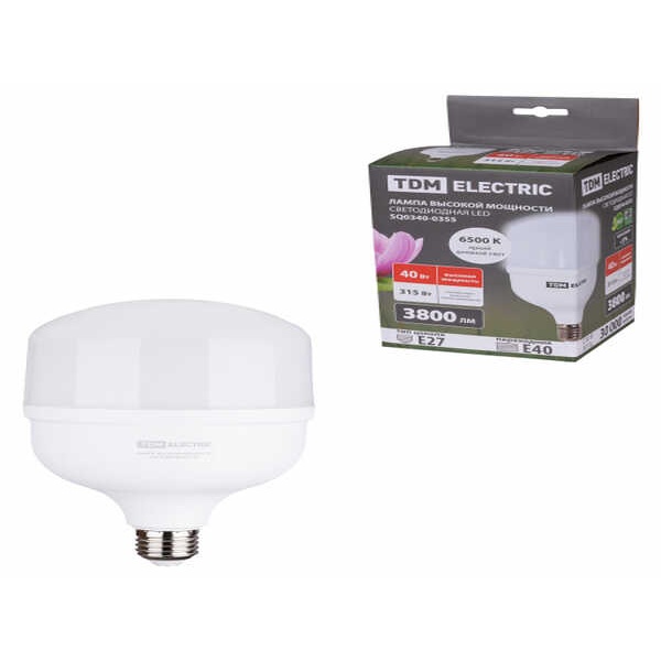 Лампа светодиодная T 50 Вт, 230 В, 4000 К, E27 (140x225 мм) TDM