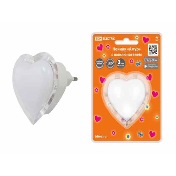 Ночник "Амур" с выключателем 0,3 Вт,220 в TDM