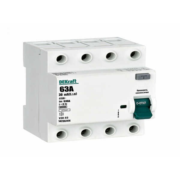 Устройство защитного отключения 4П 63А 30мА TDM ВД1-63 тип АС SQ0203-0044