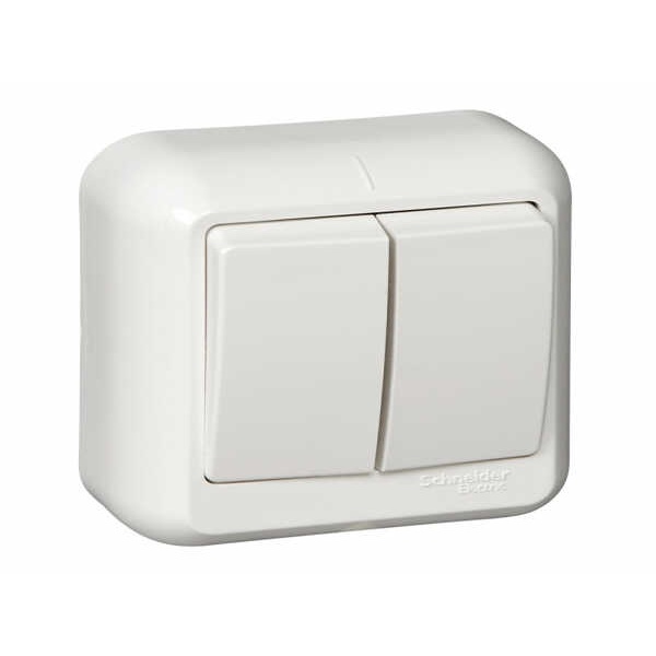 Выключатель 2 кл. с/у с подсветкой 10А (основание керамика) белый "Таймыр" TDM