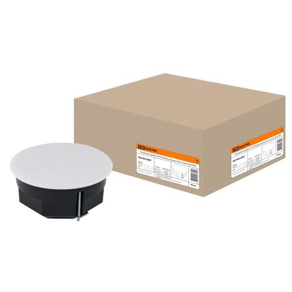 Коробка распаячная СП D103х50мм, крышка, металлические лапки, IP20, инд.штрихкод, TDM SQ1403-0907